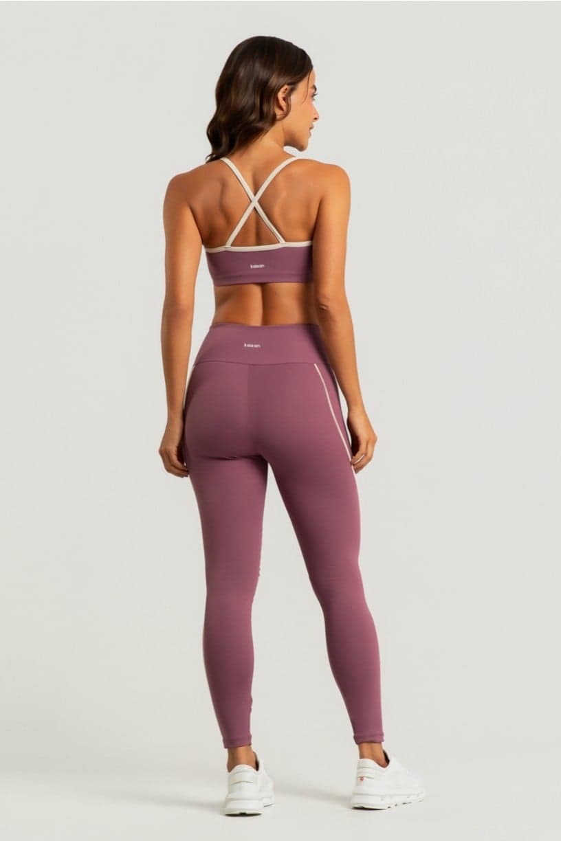 Calça Legging com Vivos (Malva / Off-White) | Ref: K4598-D