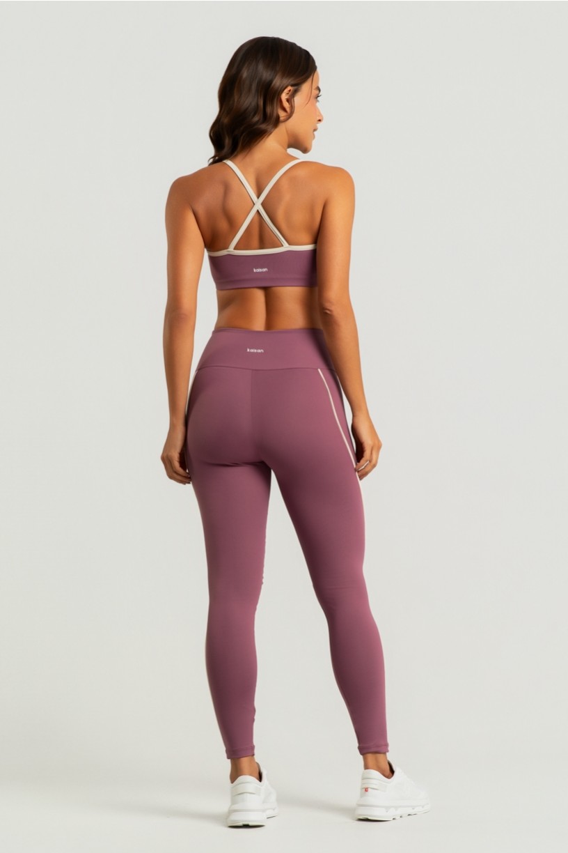 Calça Legging com Vivos (Malva / Off-White) | Ref: K4598-D