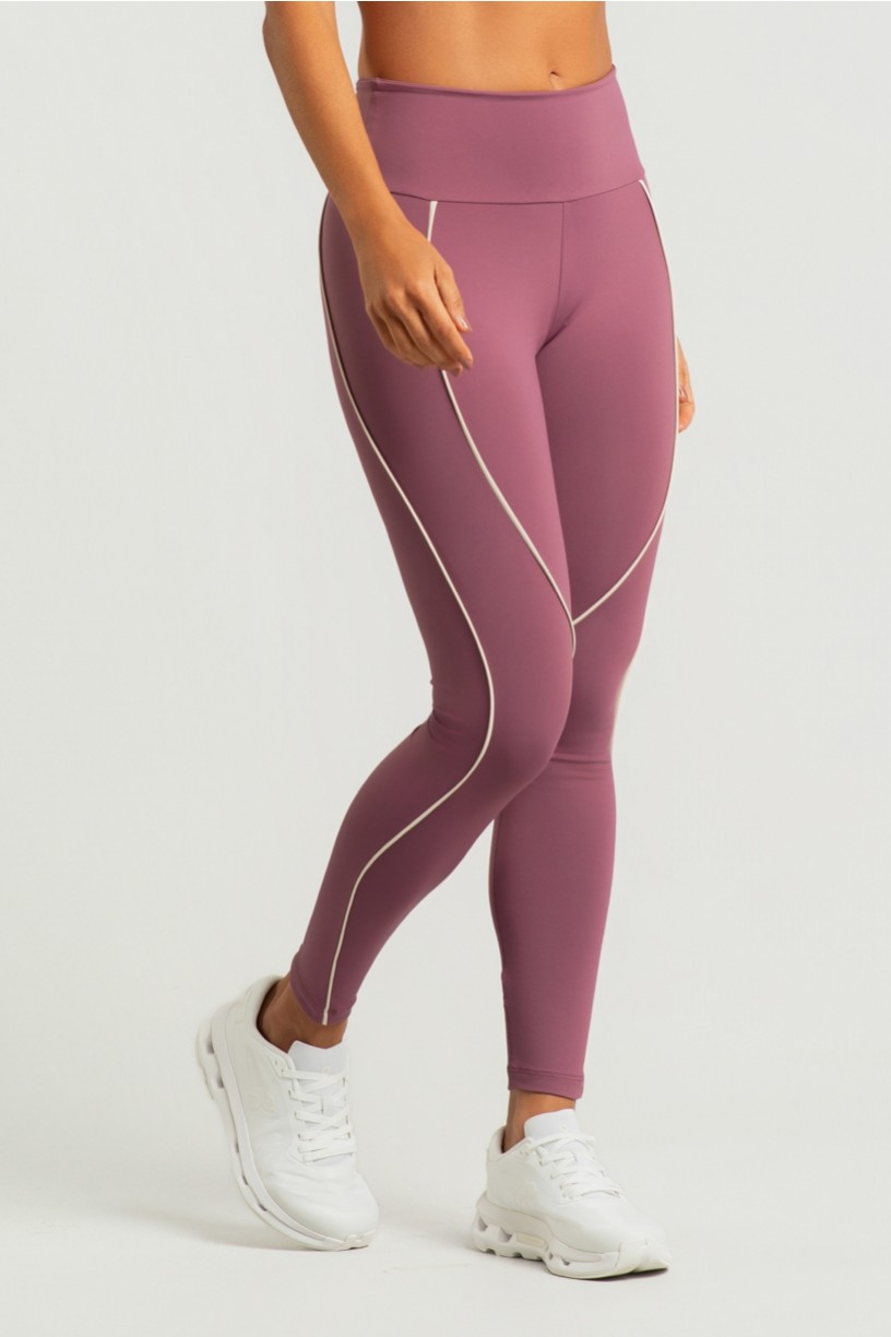 Calça Legging com Vivos (Malva / Off-White) | Ref: K4598-D