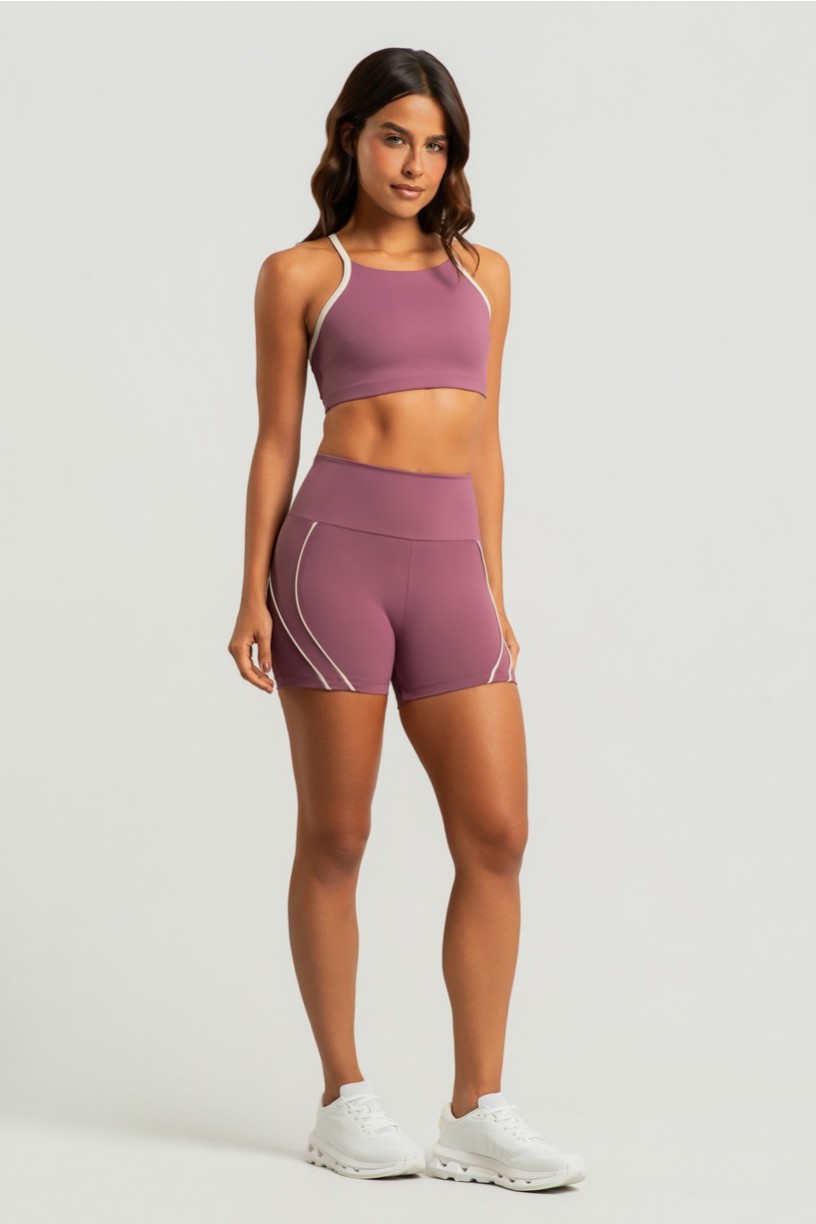 Short com Vivos (Malva / Off-White) | Ref: K4599-D