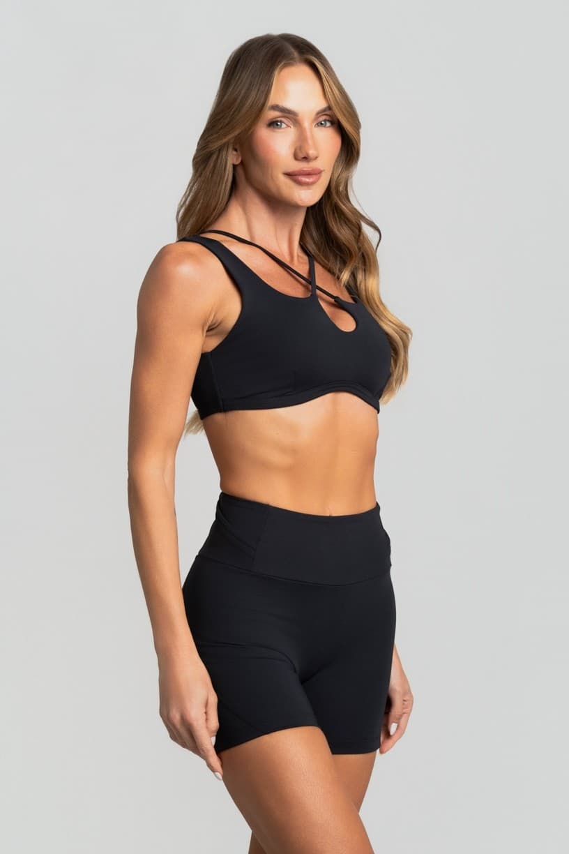 Short sem Gancho com Passante Duplo Diagonal (Preto) | Ref: K5027-A