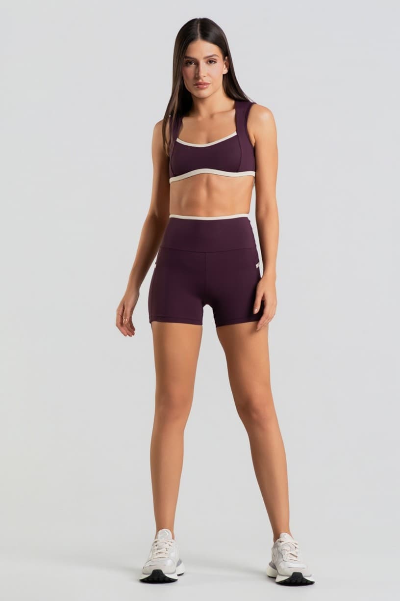 Short com Bolsos e Cós Contrastante (Velvet / Off-White) | Ref: K4832-D