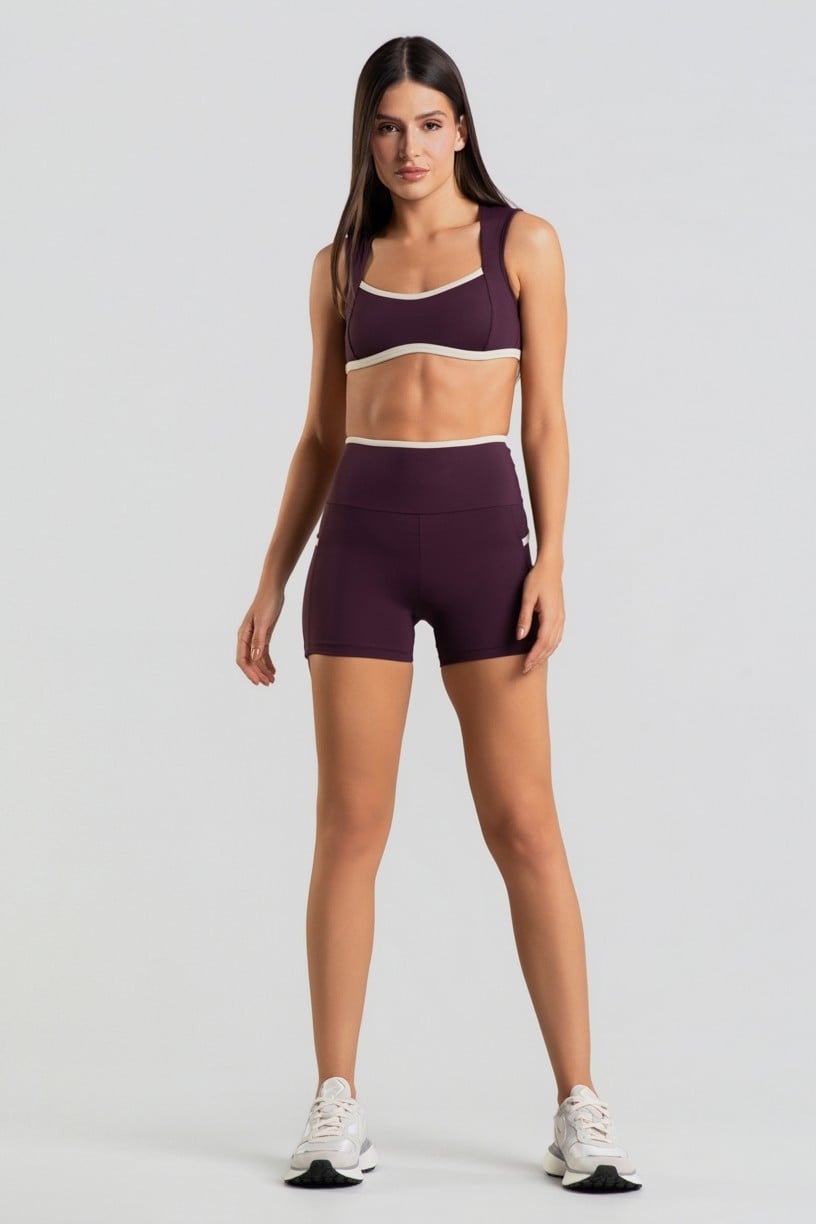 Short com Bolsos e Cós Contrastante (Velvet / Off-White) | Ref: K4832-D