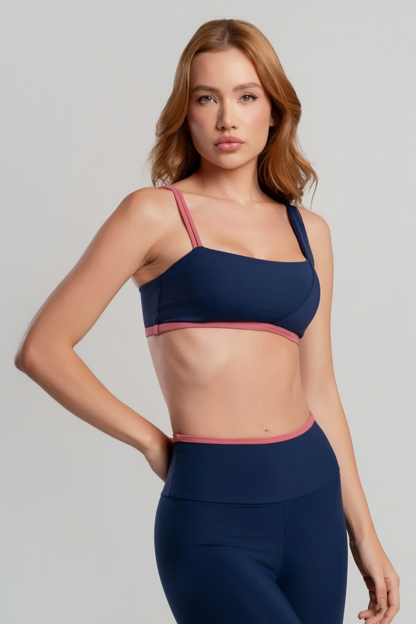 Top Slim Assimétrico (Azul Marinho / Híbisco) | Ref: K5077-A