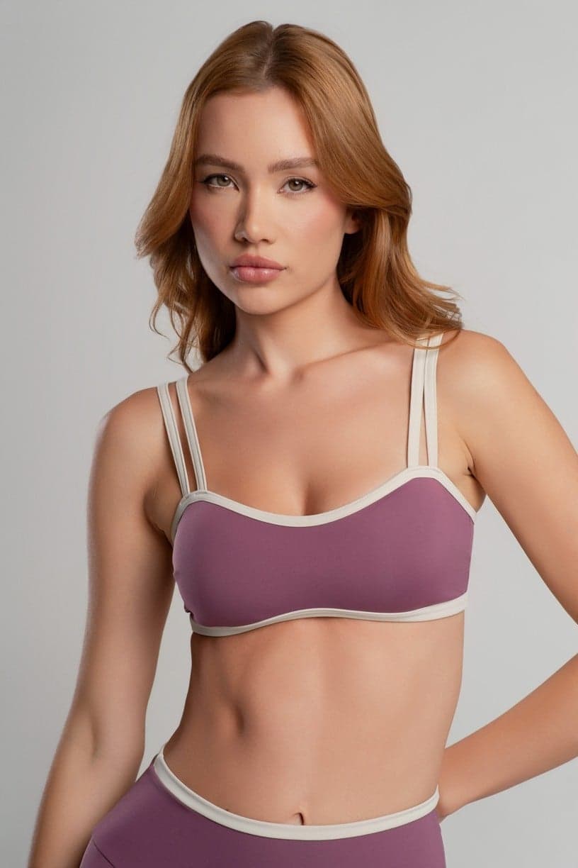 Top com Alças Duplas e Decote Sinuoso (Malva / Off-White) | Ref: K4693-F