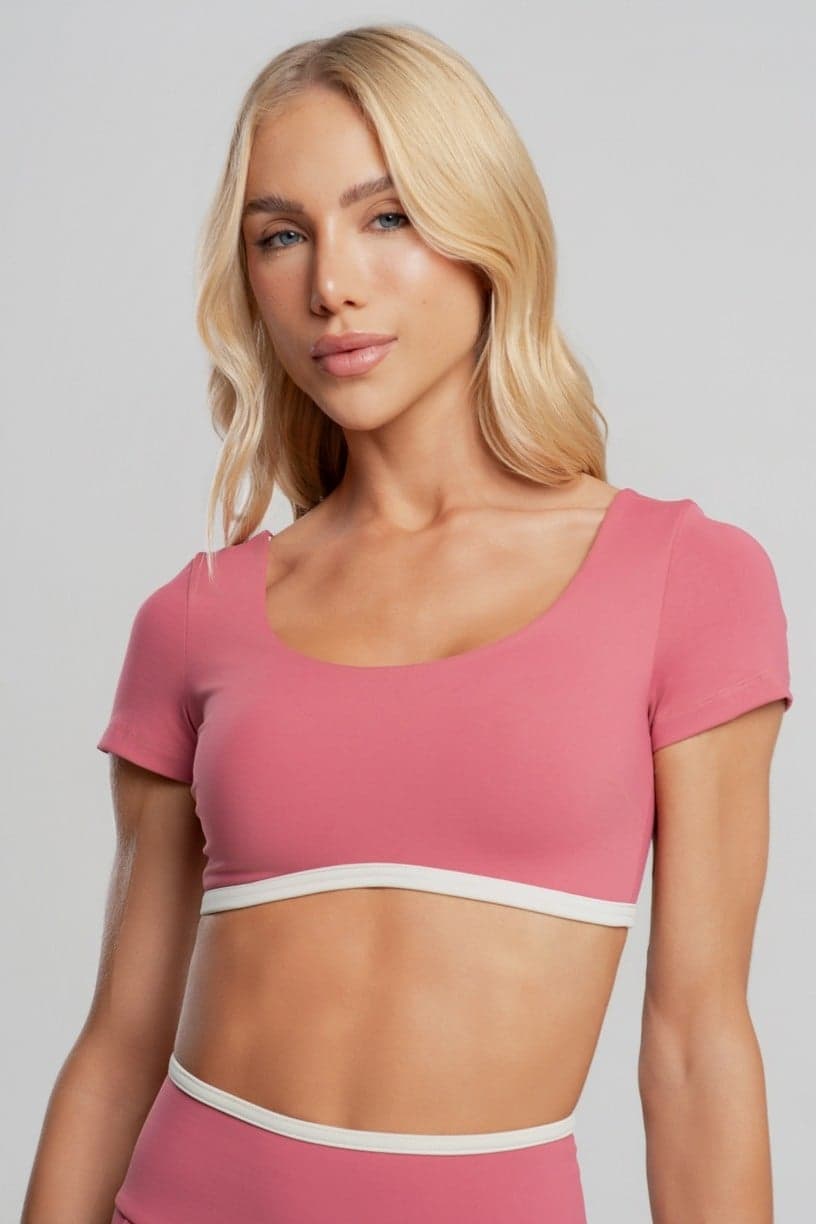 Top Slim com Manga (Hibisco / Off-White) | Ref: K4877-C