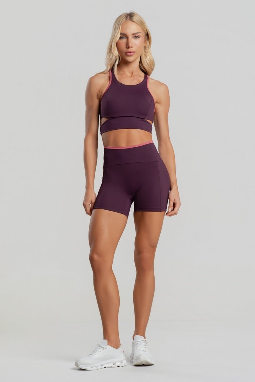 Short sem Gancho com Vira Contrastante (Velvet / Hibisco) | Ref: K5094-A