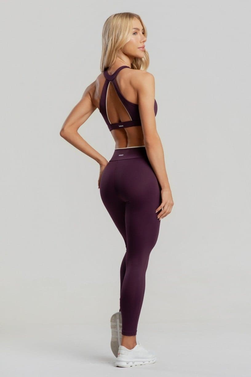 Calça Legging sem Gancho com Detalhe Contrastante (Velvet / Off-White) | Ref: K5102-A