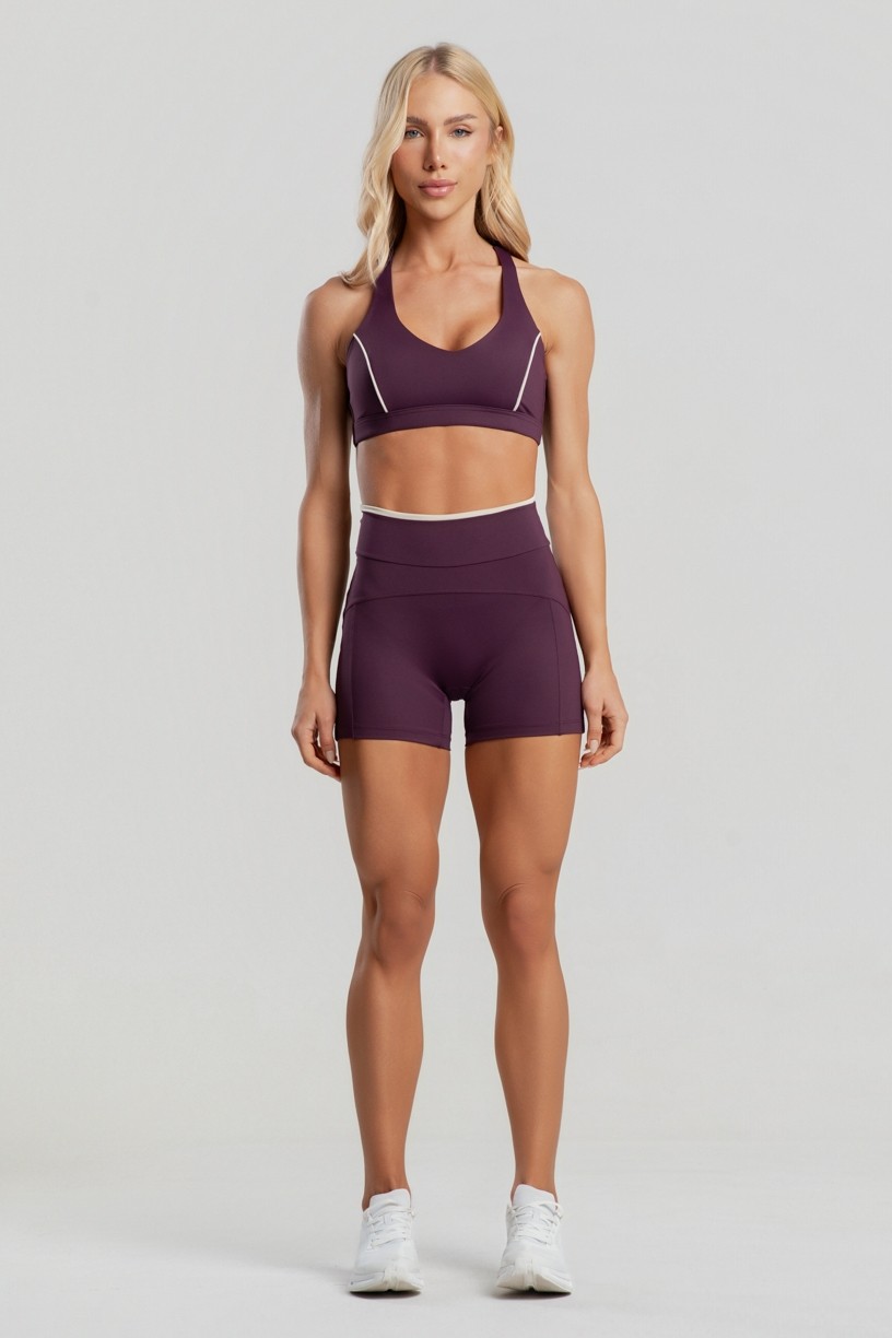 Short sem Gancho com Detalhe Contrastante (Velvet / Off-White) | Ref: K5103-A