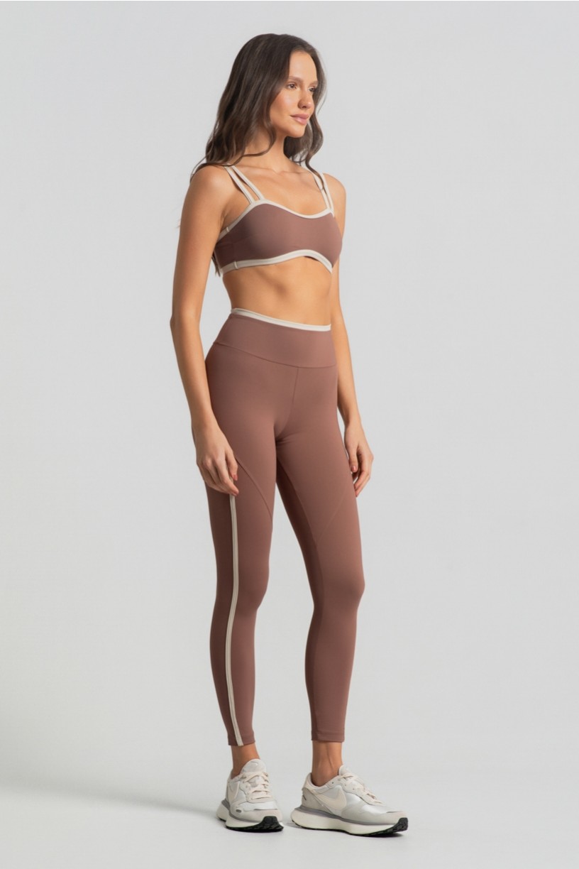 Calça Legging com Chapado e Vira (Canela / Off-White) | Ref: K4694-E