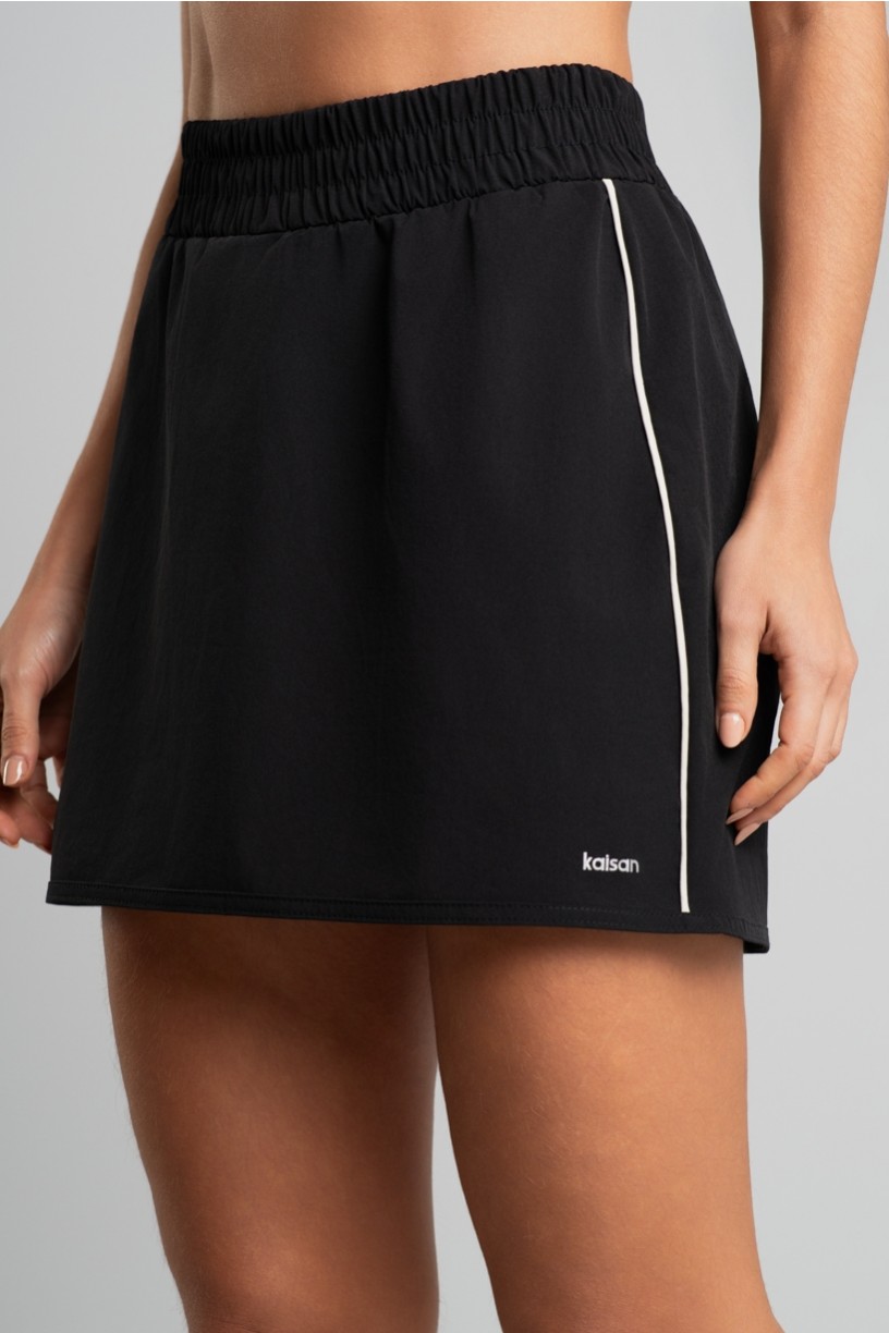 Saia com Vivo Contrastante (Preto / Off-White) | Ref: K5127-A