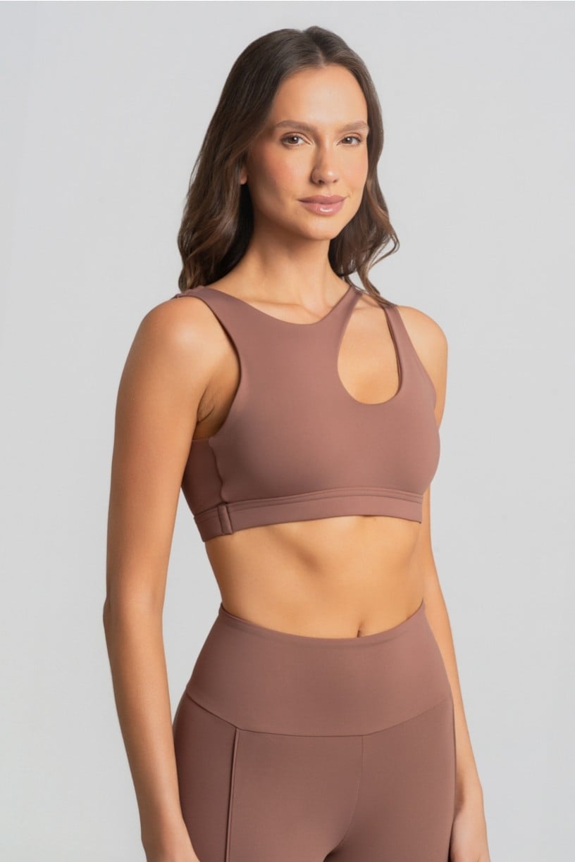 Top Assimétrico com Decote Alto (Canela) | Ref: K4986-B