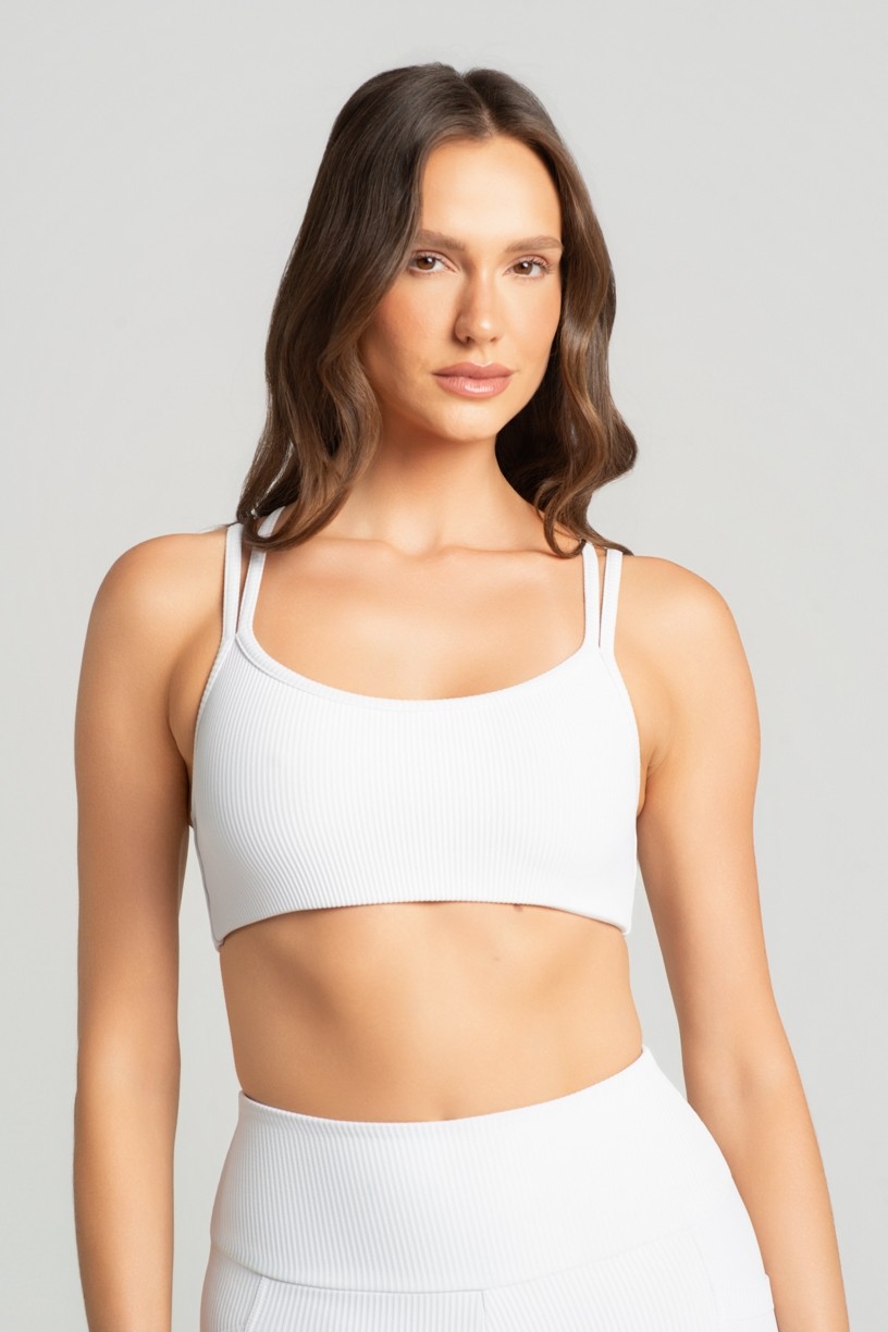 Top Canelado com Alças Duplas (Branco) | Ref: K5162-A