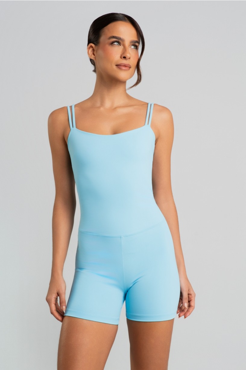 Macaquinho com Decote Reto Alças Duplas e Abertura nas Costas (Azul Céu) | Ref: K4815-F