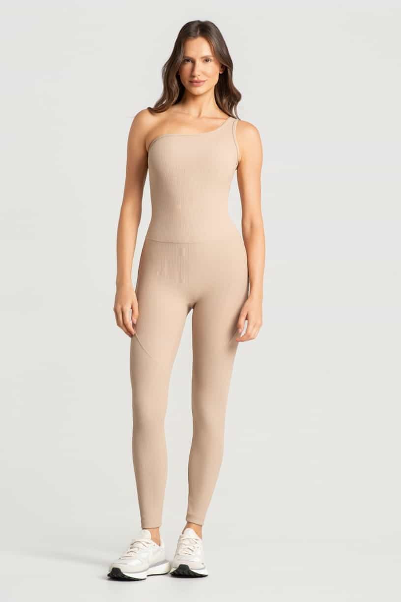 Macacão Canelado com Decote Assimétrico (Linho) | Ref: K5173-A