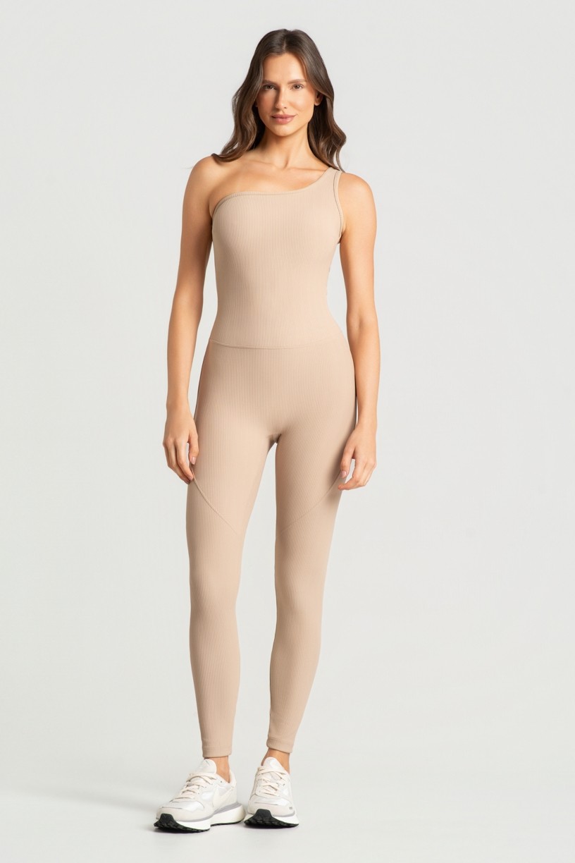 Macacão Canelado com Decote Assimétrico (Linho) | Ref: K5173-A