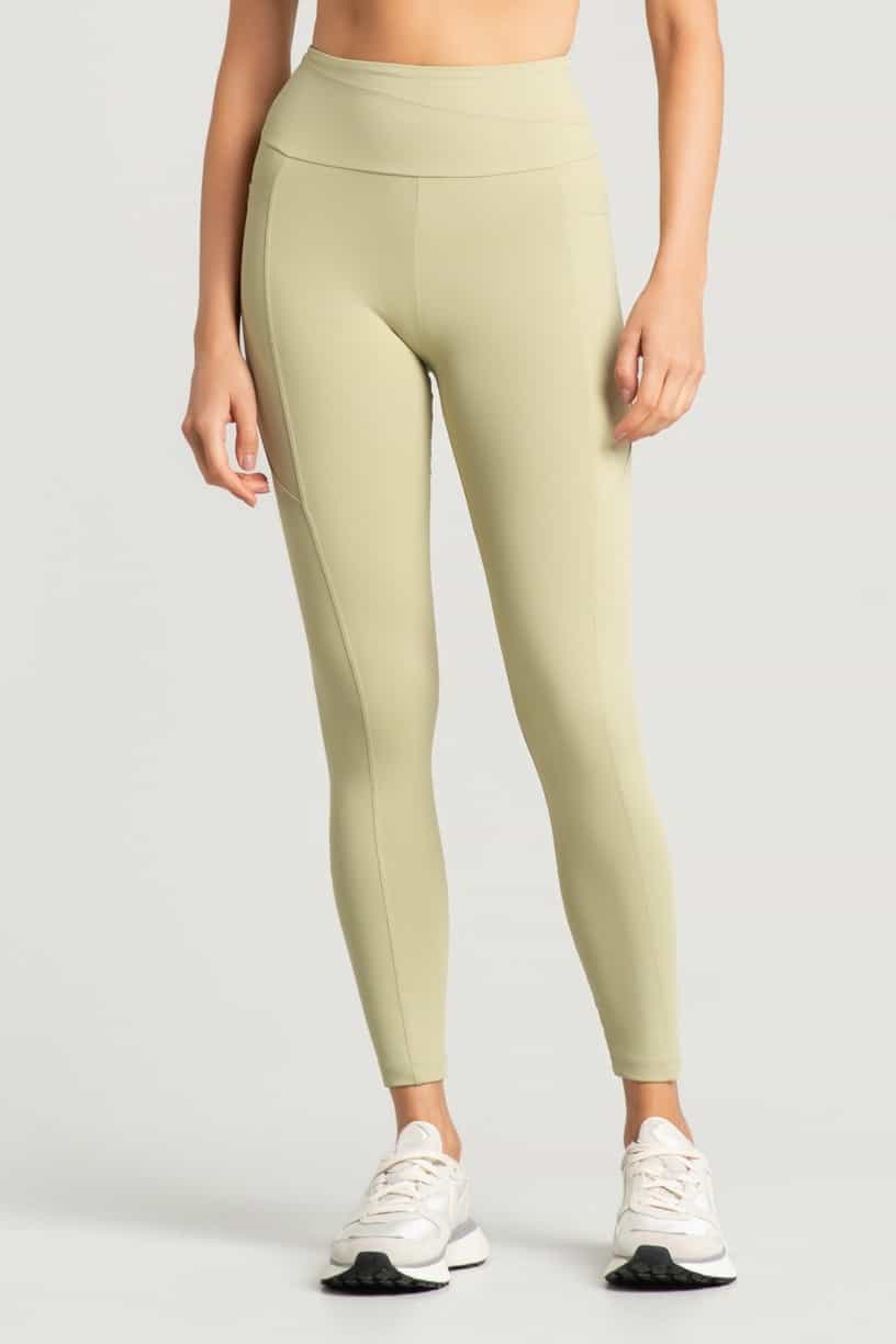 Calça Legging com Bolsos e Recortes no Cós (Lemon) | Ref: K5166-B