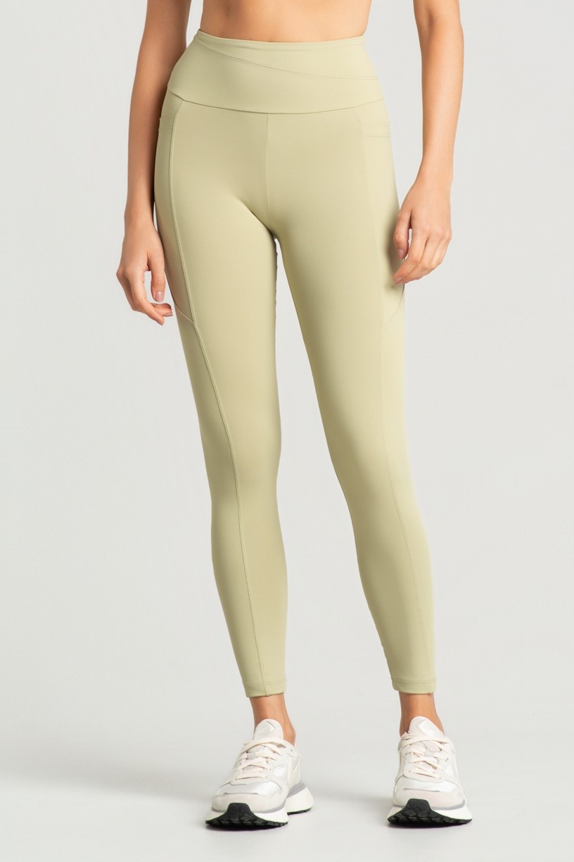 Calça Legging com Bolsos e Recortes no Cós (Lemon) | Ref: K5166-B