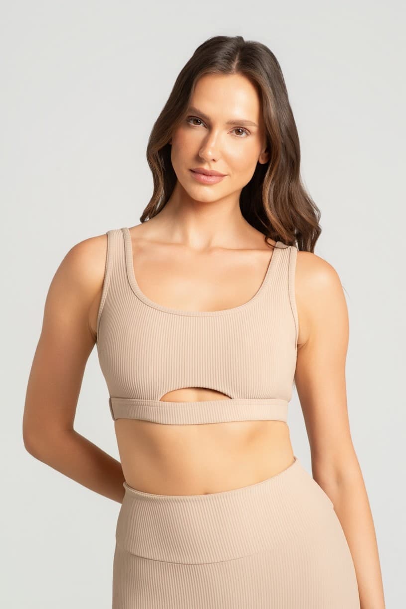 Top Canelado com Alças Largas e Abertura (Linho) | Ref: K5159-B