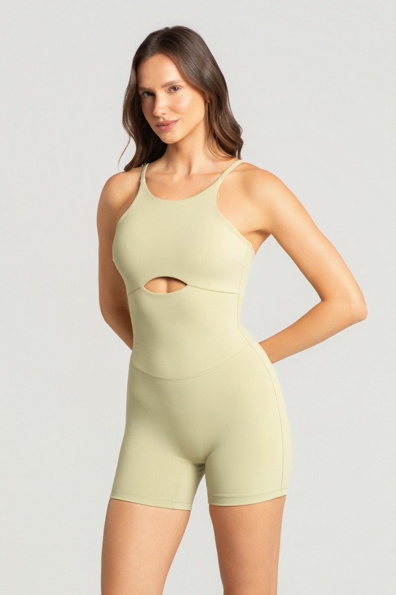 Macaquinho com Decote Alto e Abertura na Frente (Lemon) | Ref: K5176-B