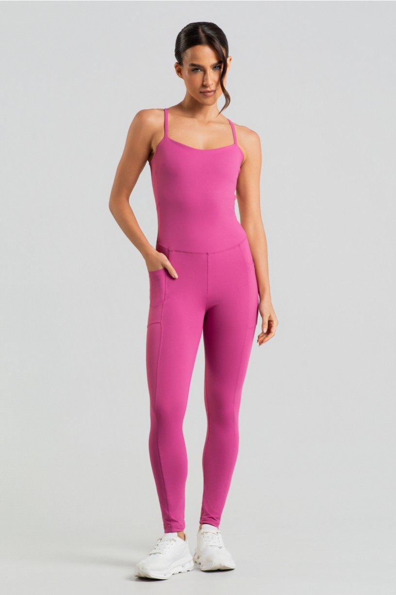 Macacão com Abertura nas Costas e Bolsos (Sorbet) | Ref: K5134-A