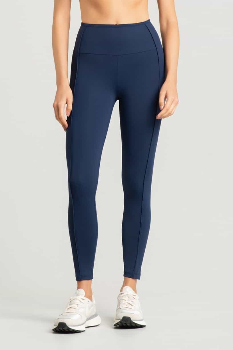 Calça Legging com Vivo e Viés na Cintura (Azul Marinho) | Ref: K4911-D