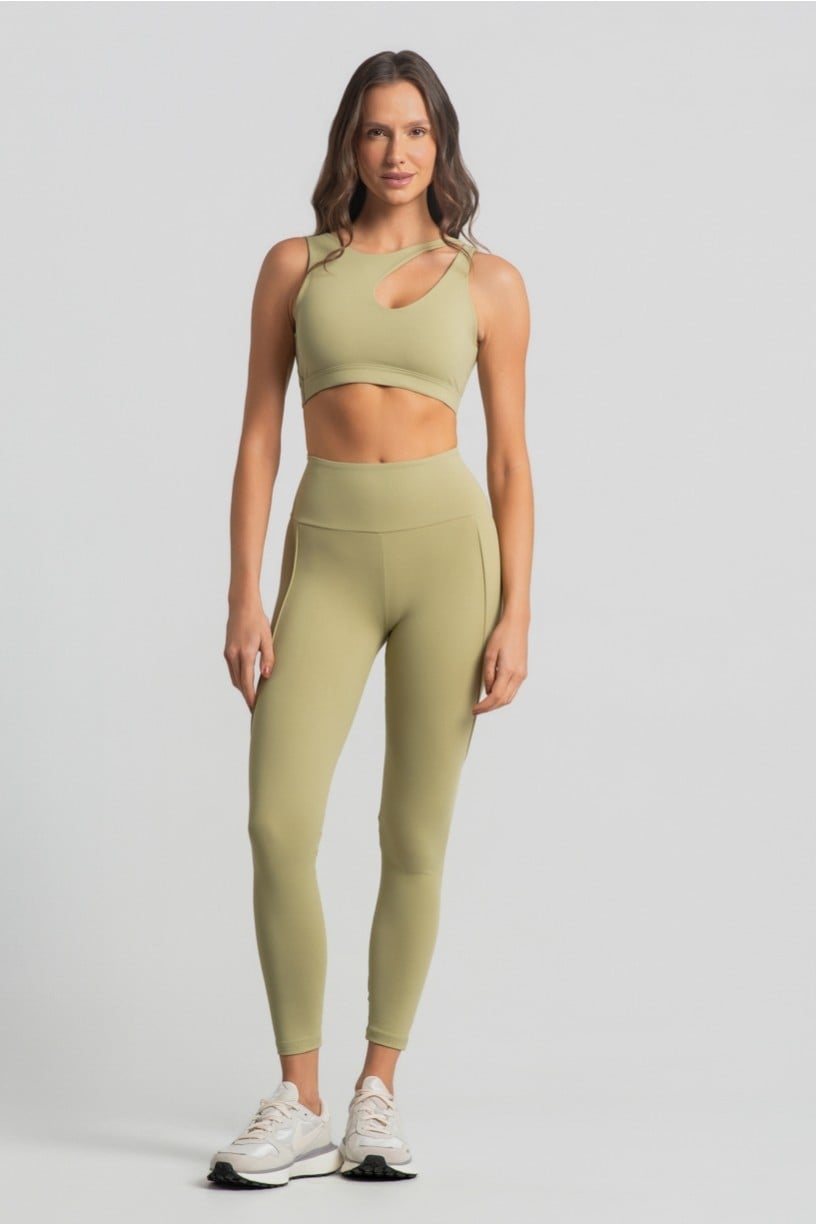 Calça Legging com Vivo e Bolso no Cós (Lemon) | Ref: K4987-A