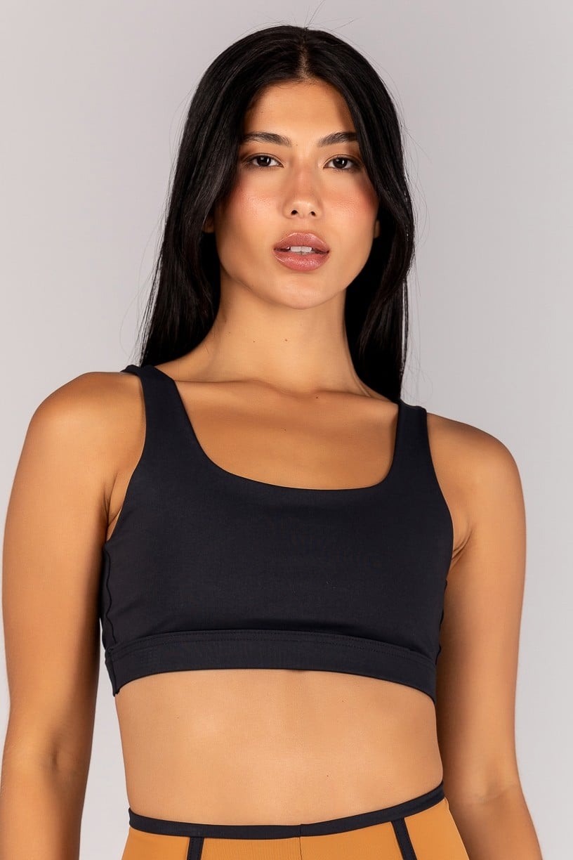 Top com Alças Largas e Costas Abertas (Preto) | Ref: K4696-A