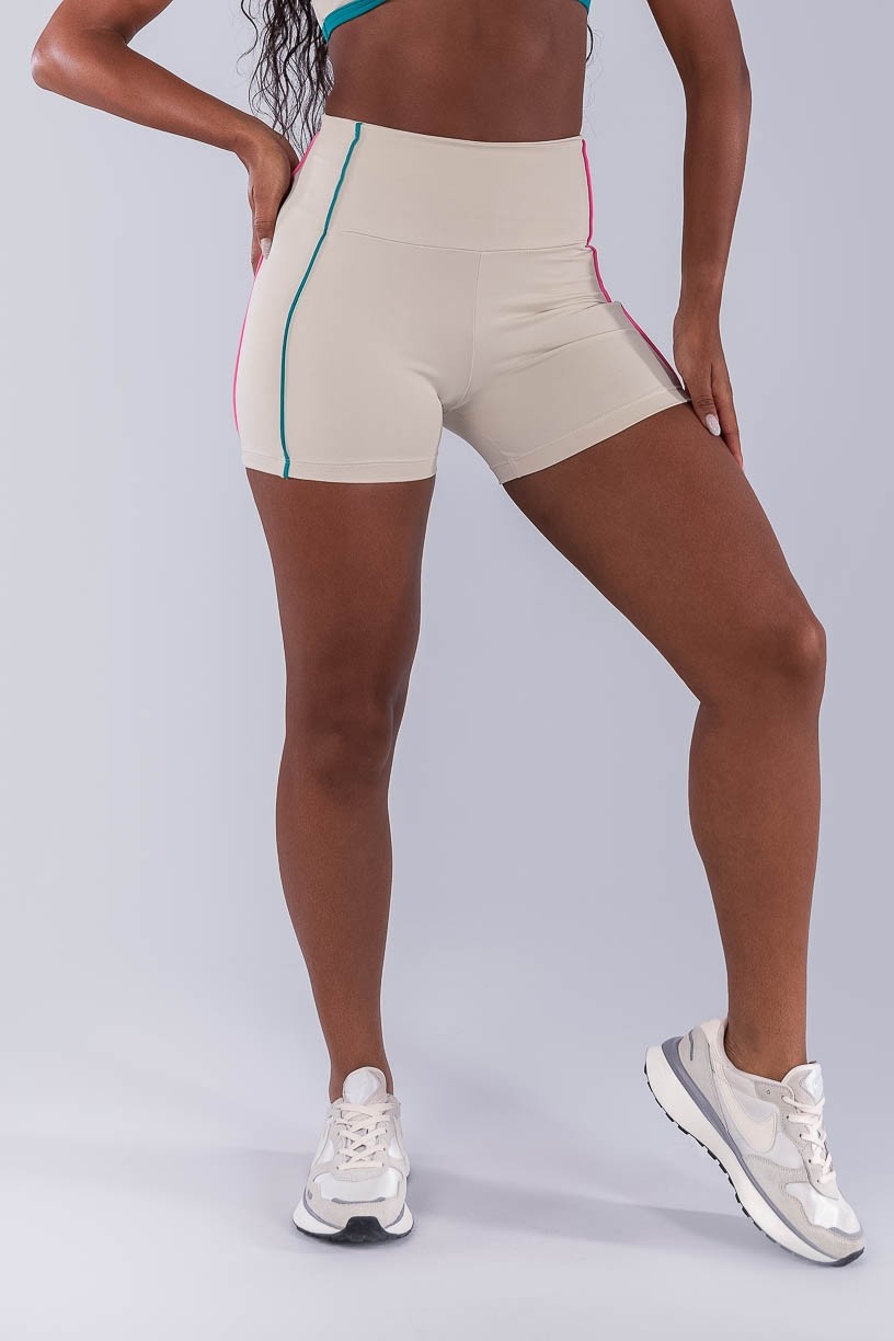 Short com Vivos Coloridos (Bege / Jade / Rosa Chiclete) | Ref: K4477-A