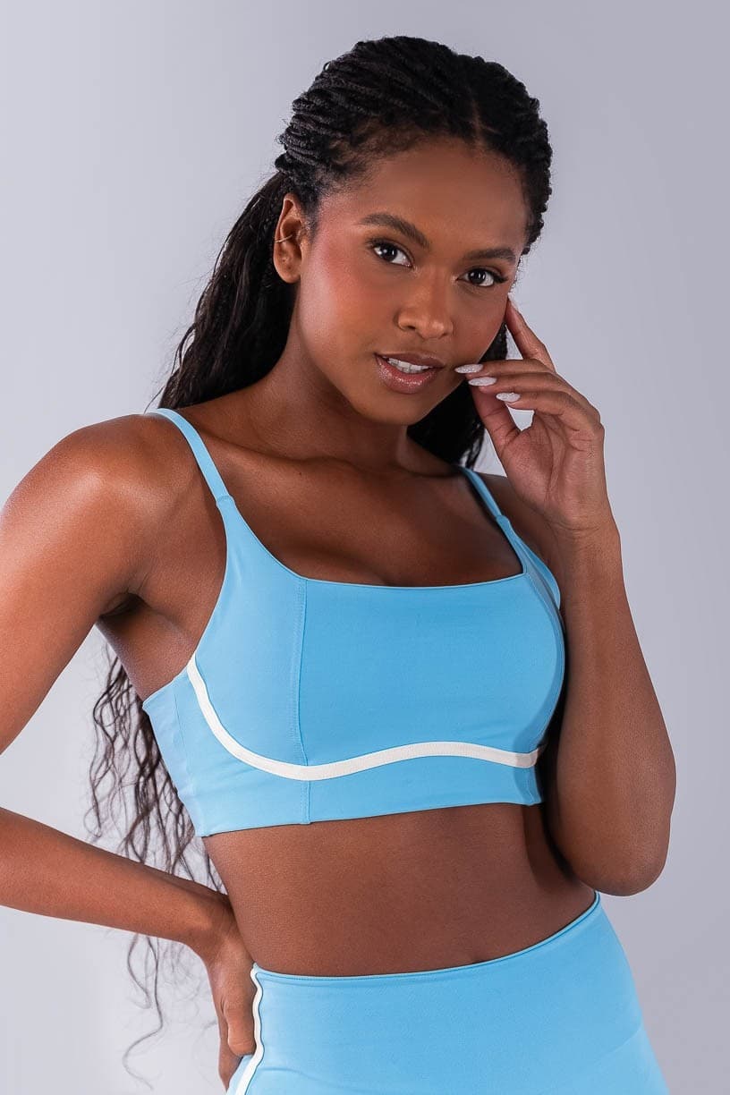 Top com Alças e Detalhe em Chapado (Azul Céu / Off-White) | Ref: K4484-B